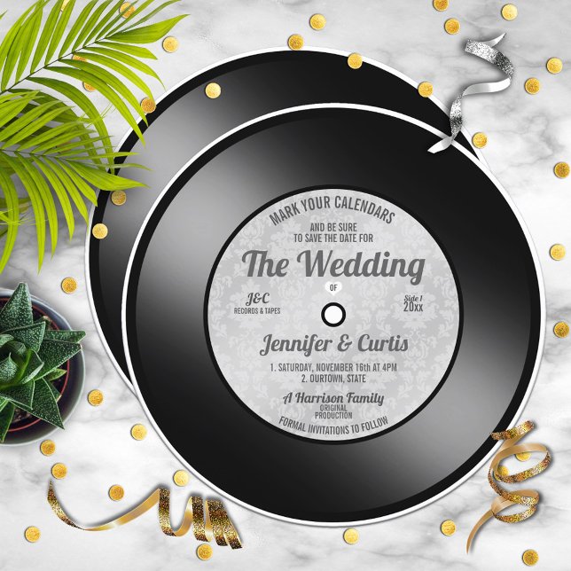 Retro Vinyl Record Wedding Save the Date Einladung (Von Creator hochgeladen)