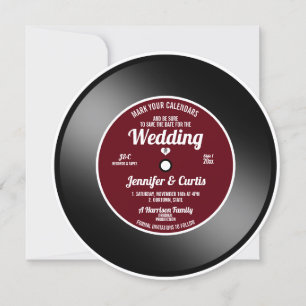 Retro Vinyl Record Wein Red Wedding Retro Vinyl Sp Einladung