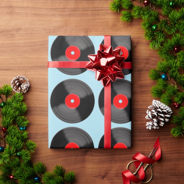 Retro Vinyl Record Wrapping Paper Geschenkpapier (Feiertagsgeschenk)