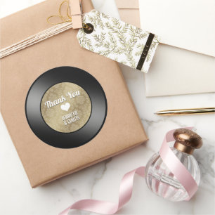 Retro-Vinyl-Schallplatte Hochzeit Danke Klassisch Runder Aufkleber
