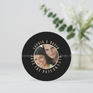 Retro-Vinyl-Schallplatte Hochzeits-FOTO SAVE THE D Date
