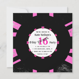 Retro-Vinyl-Schallplatte l Modern Sweet 16 Geburts Einladung