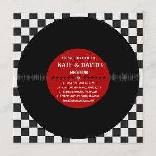 Retro-Vinyl-Schallplatte l moderne Hochzeitseinlad Einladung