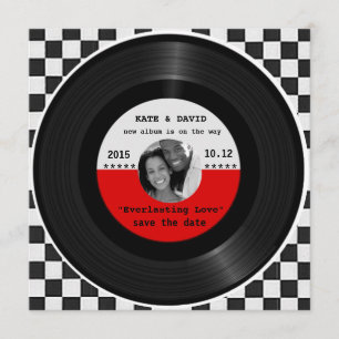 Retro-Vinyl-Schallplatte l Moderne Save-the-Date-K Save The Date