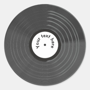 Retro-Vinyl-Schallplatte personalisiert  Runder Aufkleber