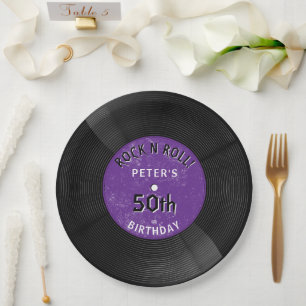 Retro-Vinyl-Schallplatte Rock N Roll Lila Geburtst Pappteller