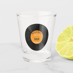 Retro-Vinyl-Schallplatte Rock N Roll Orange Geburt Schnapsglas
