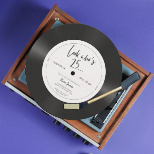 Retro-Vinyl-Schallplatte Schau wer 25 ist, 25. Geb Einladung