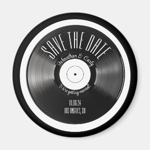 Retro-Vinyl-Schallplatte schwarz Save the Date Ver Magnet