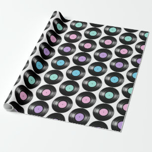 Retro-Vinyl-Schallplatten Farbige Musterdesign Geschenkpapier