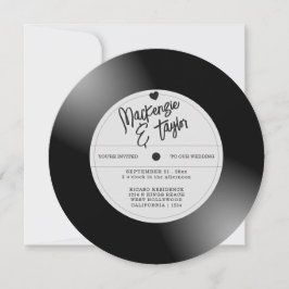 Retro Vinyl-Schallplatten-Foto-Hochzeit Einladung