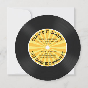 Retro-Vinyl-Schallplatten-Geburtstags-Einladung Einladung