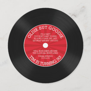 Retro-Vinyl-Schallplatten-Geburtstags-Einladung Einladung