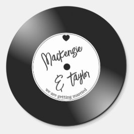 Retro-Vinyl-Schallplatten-Hochzeit Runder Aufkleber