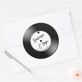 Retro-Vinyl-Schallplatten-Hochzeit Runder Aufkleber
