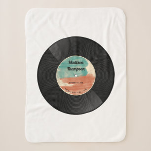 Retro-Vinyl-Schallplatten-Musik-Baby-Geburtsdatens Sherpadecke