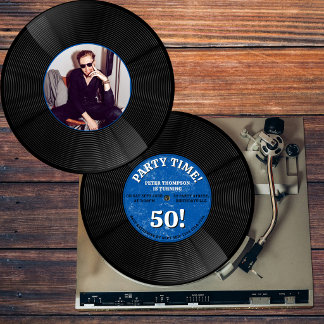 Retro-Vinyl-Schallplatten-Musik-Meilenstein-Geburt Einladung