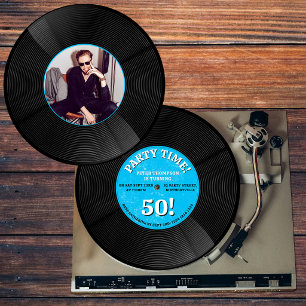 Retro-Vinyl-Schallplatten-Musik-Meilenstein-Geburt Einladung