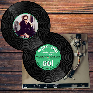 Retro-Vinyl-Schallplatten-Musik-Meilenstein-Geburt Einladung