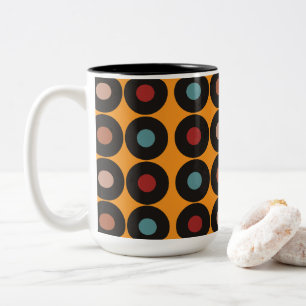 Retro-Vinyl-Schallplatten-Musik Zweifarbige Tasse