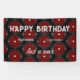 Retro-Vinyl-Schallplatten-Muster Happy Birthday-Pa Banner
