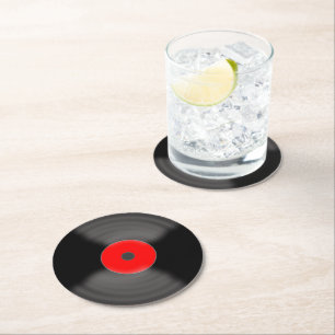 Retro-Vinyl-Schallplatten-Papieruntersetzer  Runder Pappuntersetzer