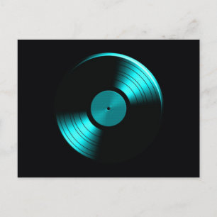 Retro-Vinyl-Schallplattenalbum in Türkis Postkarte