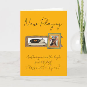 Retro-Vinyl-Schallplattenspieler-Foto personalisie Karte