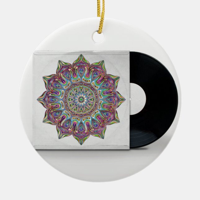 Retro Vinylaufzeichnung und psychedelische Keramik Ornament (Vorne)