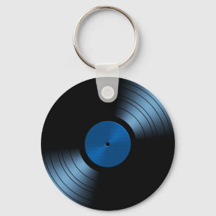 Retro VinylRekordalbum im Blau Schlüsselanhänger