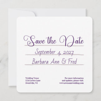 Retro-Violett-Vibes-Kassette, quadratisch Save The Date
