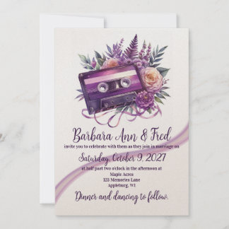 Retro-Violett-Vibes-Kassetten-Tape-Einladungskarte Einladung