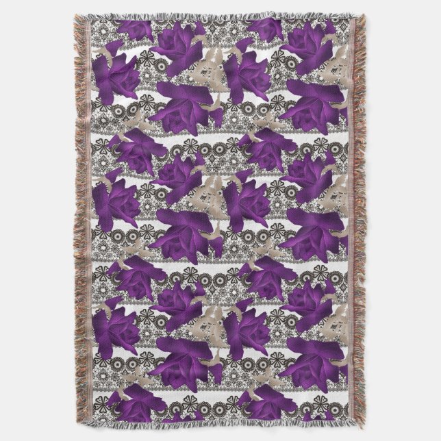 Retro, violette Rosen Decke (Vorderseite Vertikal)