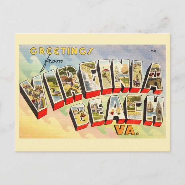 Retro Virginia Beach Postkarte (Vorderseite)
