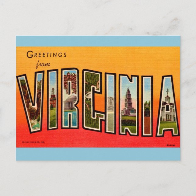 Retro Virginia Postcard Postkarte (Vorderseite)
