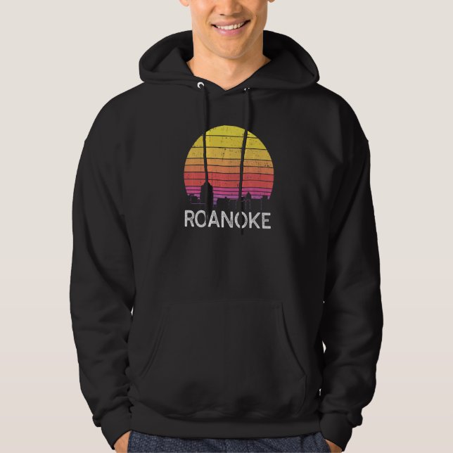 Retro Virginia Roanoke Skyline Vintage Urban Build Hoodie (Vorderseite)