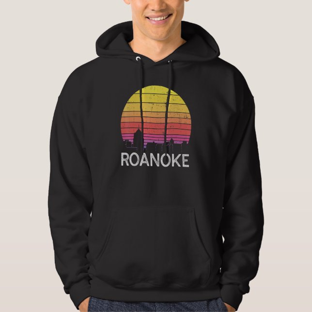 Retro Virginia Roanoke Skyline Vintage Urban Build Hoodie (Vorderseite)