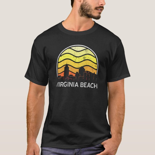 Retro Virginia Virginia Beach Visitors Skyline Vin T-Shirt (Vorderseite)