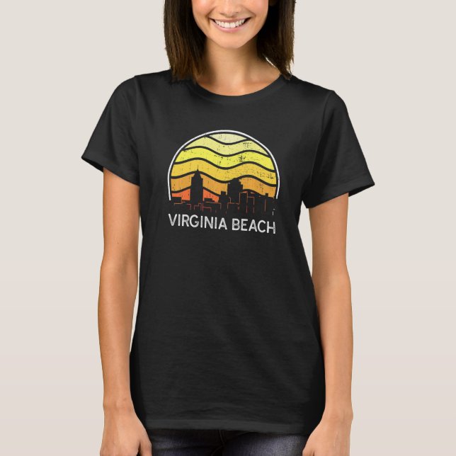 Retro Virginia Virginia Beach Visitors Skyline Vin T-Shirt (Vorderseite)