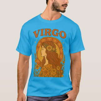 Retro Virgo Sternzeichen Boho Floral Astrologie T-Shirt