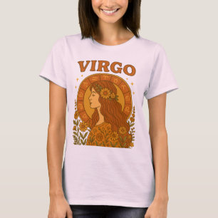 Retro Virgo Sternzeichen Boho Floral Astrologie T-Shirt