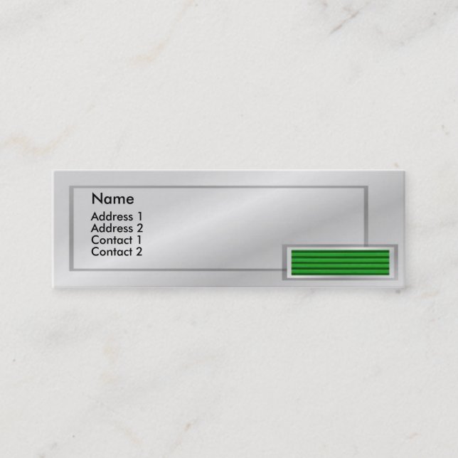 Retro - Visitenkarte der grünen Verschlussvorricht (Vorderseite)