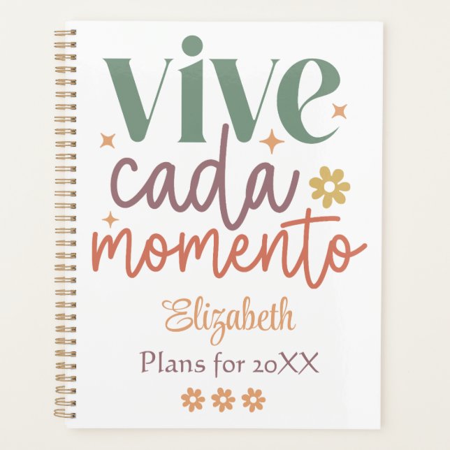 Retro "Vive Cada Momento" Inspiration Zitat Planer (Vorderseite)