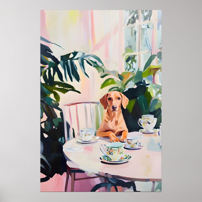Retro Vizsla Poster, Vizsla Oil Painting, Vintage Poster (Vorne)