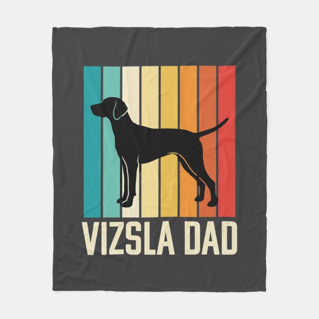 Retro Vizsla Vater Hund Silhouette Fleecedecke (Vorderseite)