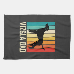 Retro Vizsla Vater Hund Silhouette Geschirrtuch