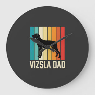 Retro Vizsla Vater Hund Silhouette Große Wanduhr