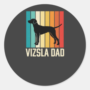 Retro Vizsla Vater Hund Silhouette Runder Aufkleber