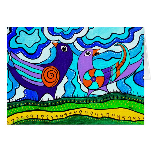 Retro Vögel (Vorderseite (Horizontal))