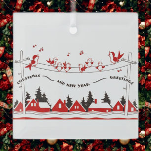 Retro-Vögel Weihnachten und Neujahr Ornament Aus Glas